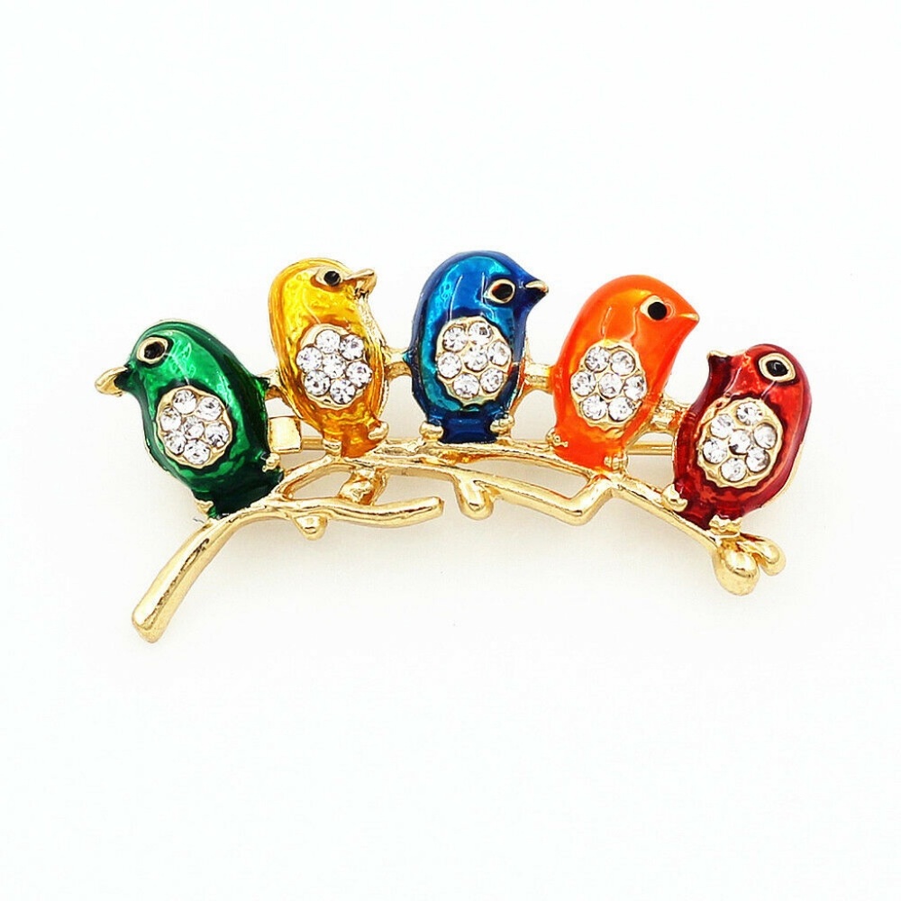 Birds of a Feather Rhinestone Brooch NWT- - Picture 3 of 4